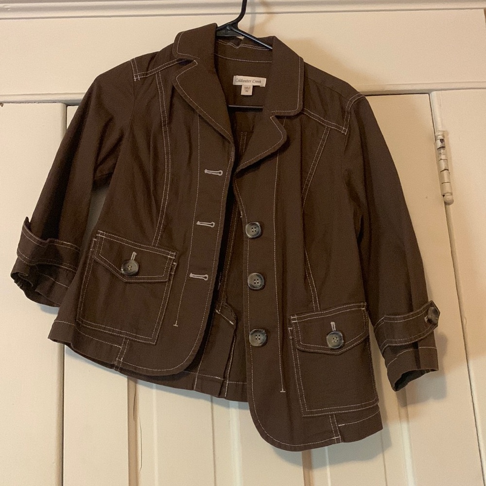 Coldwater Creek, Womens Petite Brown Utility Jacket, Size 6